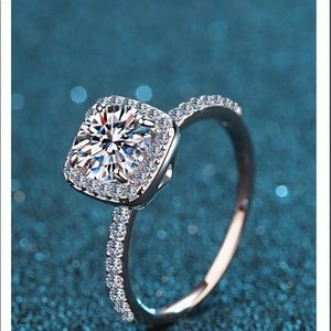 1 ct halo cushion cut Moissanite ring
